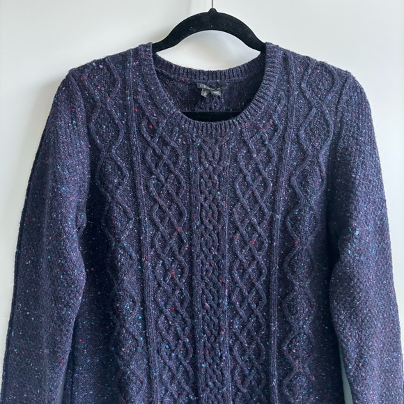 Theory Mayly Fleck Wool Mohair Cable Knit Sweater Dress Purple Fleck Size Large - Picture 5 of 17